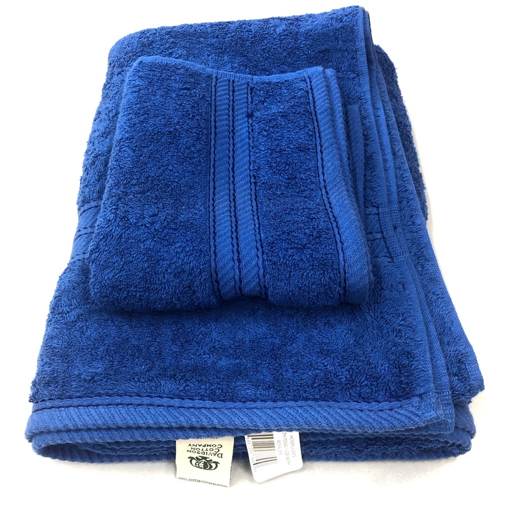 NWT Davidson Cotton Company Royal Blue Bath Towel Set